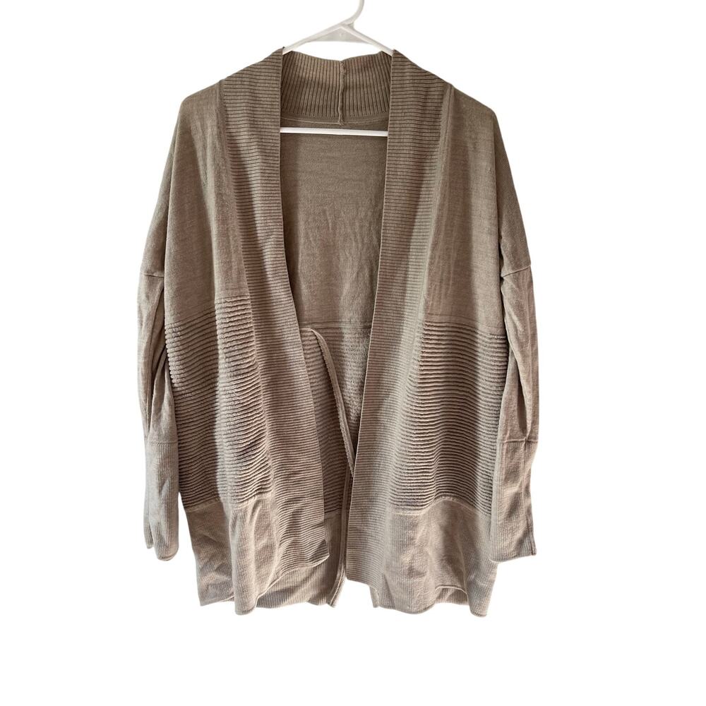 Lululemon sit in lotus Wrap open front cardigan Heathered Sandlot size 4